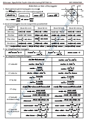 Kiến thức cơ bản về lượng giác - Nguyễn Văn Tuyến